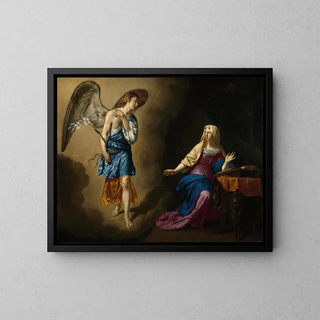 The Annunciation to the Virgin - Adriaen van de Velde — framed artwork on a wall