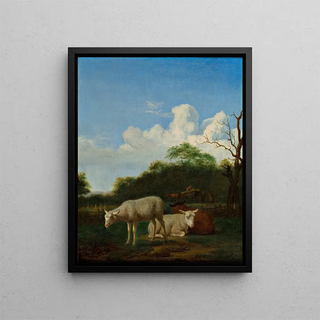 Les trois moutons - Adriaen van de Velde — framed artwork on a wall