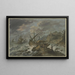 Storm at sea on a rocky coast with a shipwreck - Adriaen van der Cabel — framed artwork on a wall