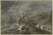 Storm at sea on a rocky coast with a shipwreck - Adriaen van der Cabel — artwork view