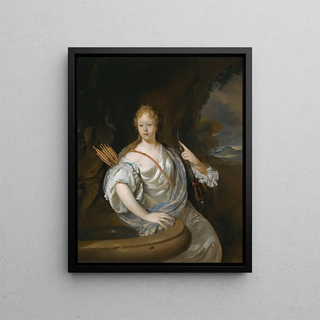 Portrait of a lady dressed as Diana - Adriaen van der Werff — framed artwork on a wall