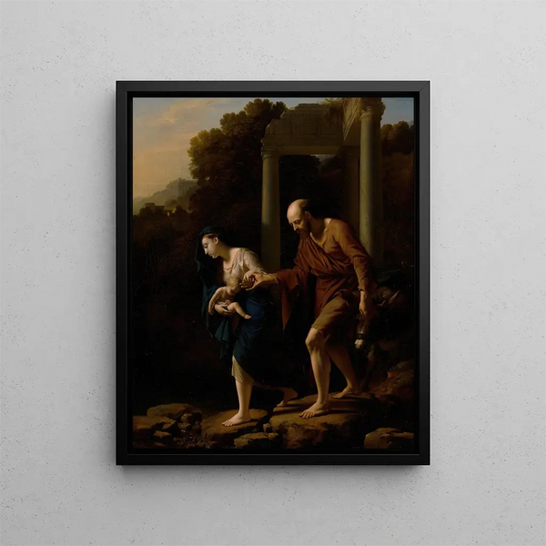 The Flight into Egypt - Adriaen van der Werff — framed artwork on a wall