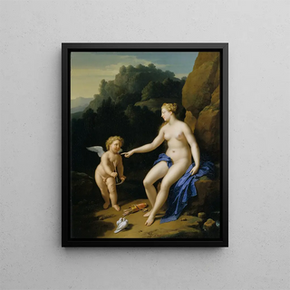 Venus and Cupid - Adriaen van der Werff — framed artwork on a wall