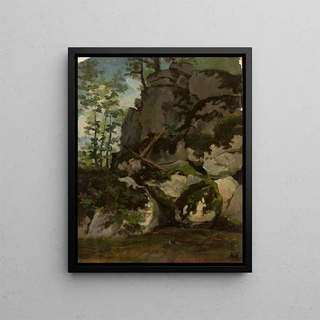 Landscape with Rocks from the Mzurw Area - Adrian Głębocki — framed artwork on a wall