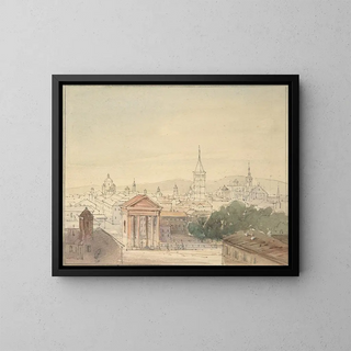 View of Milan - Adrian Ludwig Richter — framed artwork on a wall
