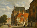 Figures sur une rue ensoleillée - Adrianus Eversen — artwork view