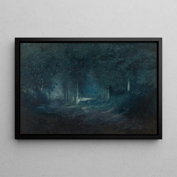 Moonlit Wooden Painting - Adrien Joseph Heymans — framed artwork on a wall