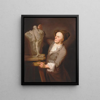 Louis-François Roubiliac modeling his monument to Shakespeare - Adrien Carpentiers — framed artwork on a wall