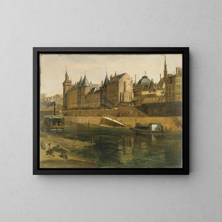 La Conciergerie during the reconstruction work of the courthouse - Adrien Dauzats — framed artwork on a wall