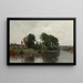 A village on the river - Adrien Jacques Sauzay — framed artwork on a wall