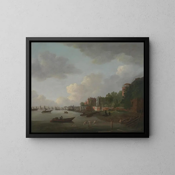 An imaginary view of Westminster Bridge - Adrien Leprieur — framed artwork on a wall