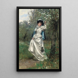 Under the cherry blossom tree - Adrien Moreau — framed artwork on a wall