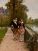 Elegant characters strolling in the park - Adrien Moreau — artwork view