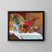 Still life with parrot - Adrien Moreau — framed artwork on a wall