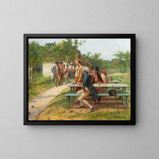 Les joueurs de boules - Adrien Moreau — framed artwork on a wall