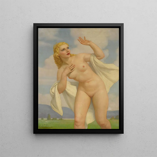 Nude in a landscape - Adrien Thevenot — framed artwork on a wall