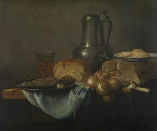 Still life with fish, bread, and onions - Aegidius van Rabel — artwork view