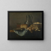 Still life with fish, bread, and onions - Aegidius van Rabel — framed artwork on a wall