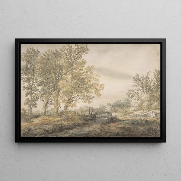 Landscape with Trees - Aelbert Cuyp — framed artwork on a wall