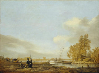 Landscape fluvial with a wooden bridge - Aelbert Cuyp — artwork view