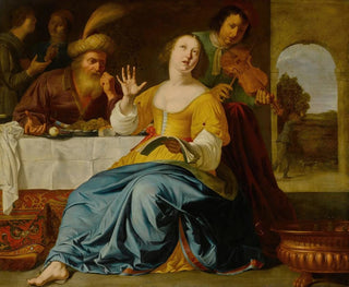 Music Festival in front of a set table with a landscape through a door beyond - Aelbert Jansz van der Schoor — artwork view