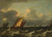 Ships sailing in rough sea near a port - Aernout Smit — artwork view