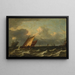 Ships sailing in rough sea near a port - Aernout Smit — framed artwork on a wall