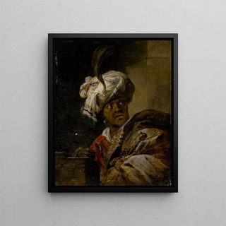 Oriental painting in turban - Aert Jansz Marienhof — framed artwork on a wall