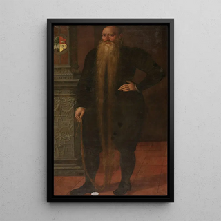 Portrait painting of Pieter Dircksz dit Longue Barbe, member of the Orphans' Chamber council in Edam - Aert Pietersz — framed artwork on a wall
