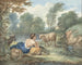 Bergère avec des moutons dans un paysage avec un étang - Aert Schouman — artwork view
