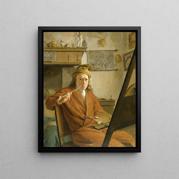 Portrait of a painter, perhaps the artist himself - Aert Schouman — framed artwork on a wall