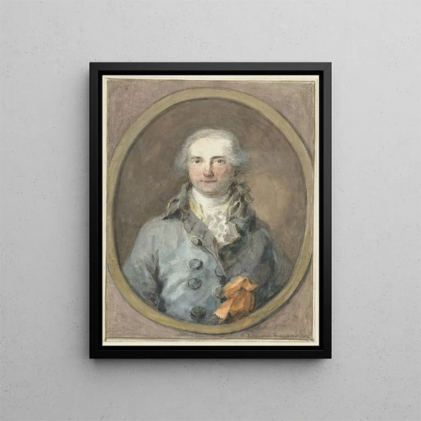 Portrait of a gentleman in an oval frame - Aert Schouman — framed artwork on a wall