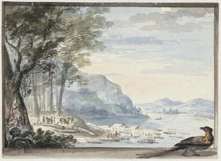 Landscape with a Rooster in the Foreground - Aert Schouman — artwork view