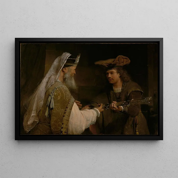 Ahimélec donnant l'épée de Goliath à David - Aert de Gelder — framed artwork on a wall