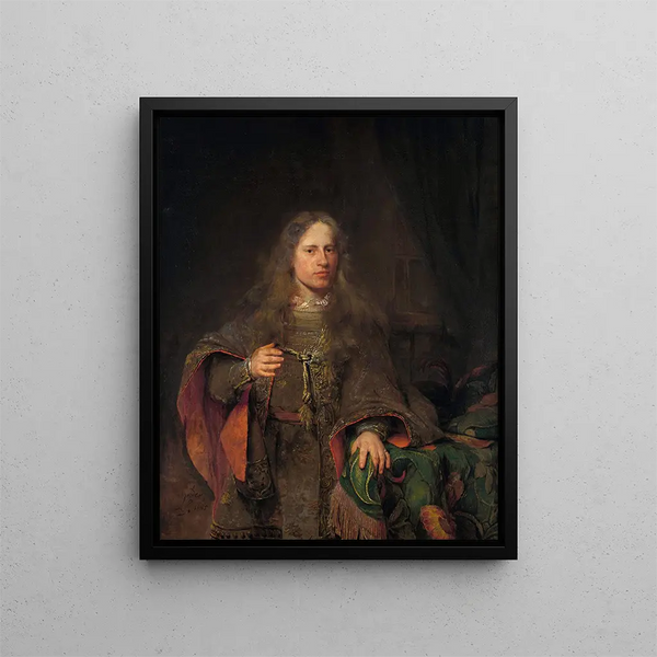 Portrait painting of Ernest de Beveren, lord of West IJsselmonde and De Lindt - Aert de Gelder — framed artwork on a wall
