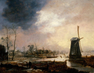 Winter landscape with a windmill - Aert van der Neer — artwork view