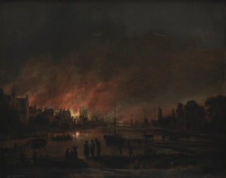 Fire in a Village at Night - Aert van der Neer — artwork view