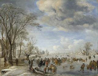 Winter in Holland, skating scene - Aert van der Neer — artwork view