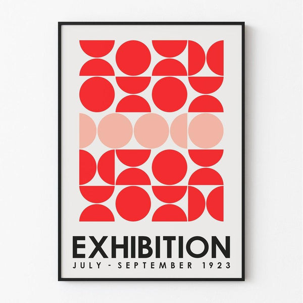 Poster Bauhaus - Abstract Pattern in Red and Pink