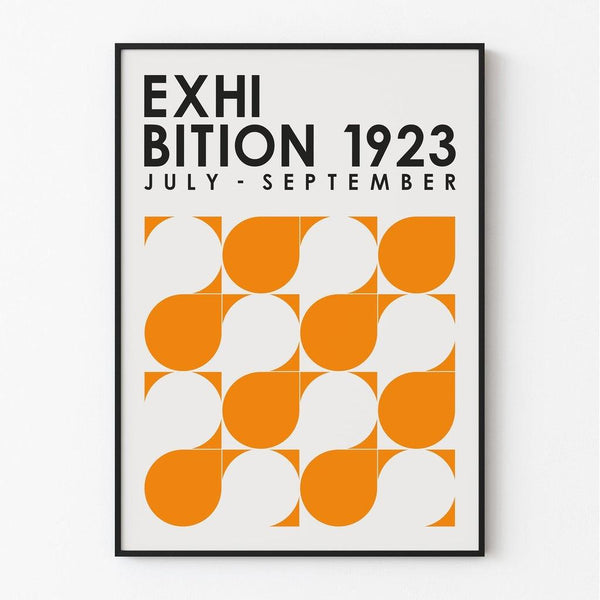 Bauhaus Poster - Orange and White Geometric Pattern