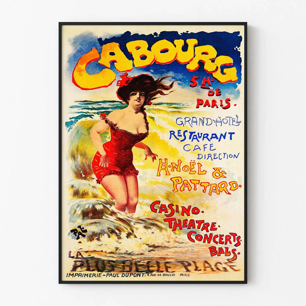 Cabourg Poster - Vintage retro old poster of Normandy