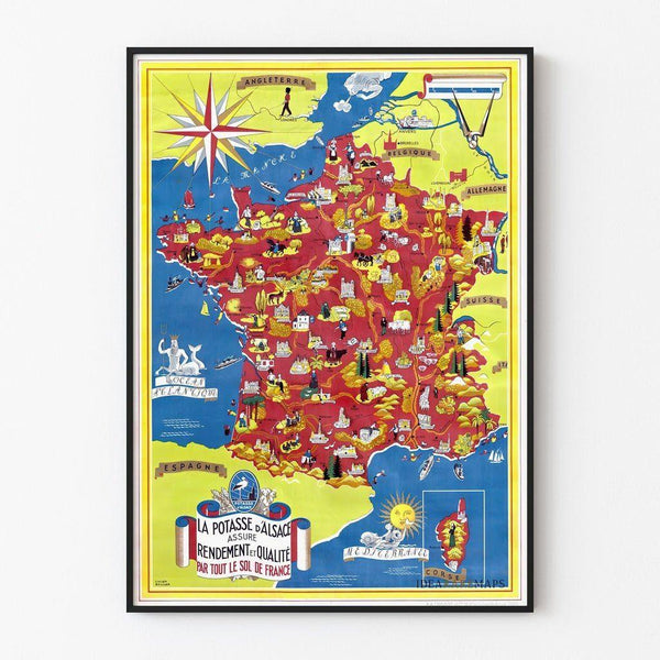 Vintage France Map Poster