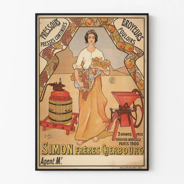 Vintage Cherbourg Poster – Simon Frères Advertising (crushers & presses)