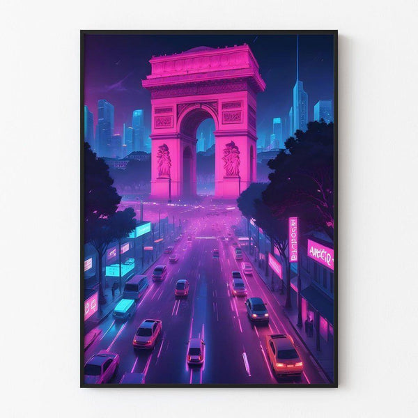 Paris Cyberpunk Poster - Arc de Triomphe