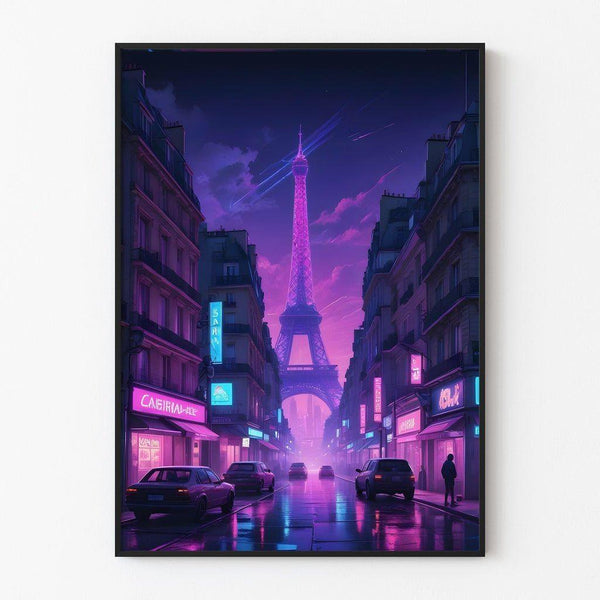 Paris Cyberpunk Poster - Eiffel Tower