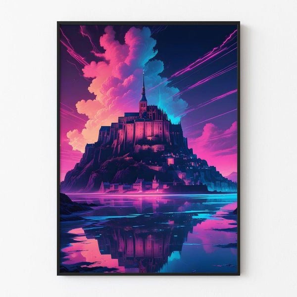 Cyberpunk Poster of Mont Saint-Michel