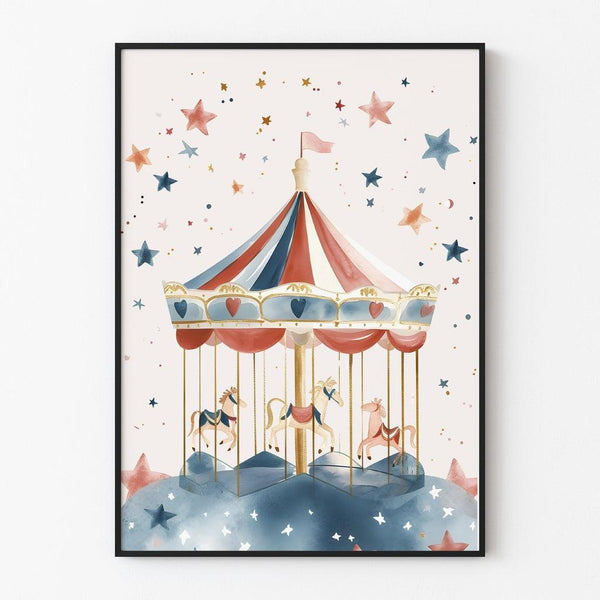 Baby Room Decoration Poster - Enchanted Starry Carousel