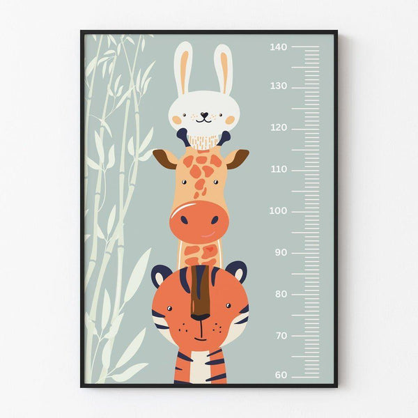 Poster Decoration Baby Room - "Jungle Animals Growth Chart"