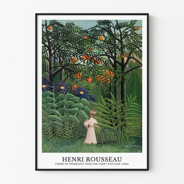 Poster - Woman walking in an exotic forest - Henri Rousseau