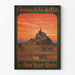 Vintage Mont-Saint-Michel Poster – Sunset and Carriage Crossing